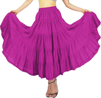 Women's Cotton 5 Tiered A Line Pleated Maxi Skirt Long Boho Gypsy Dance Skirts
