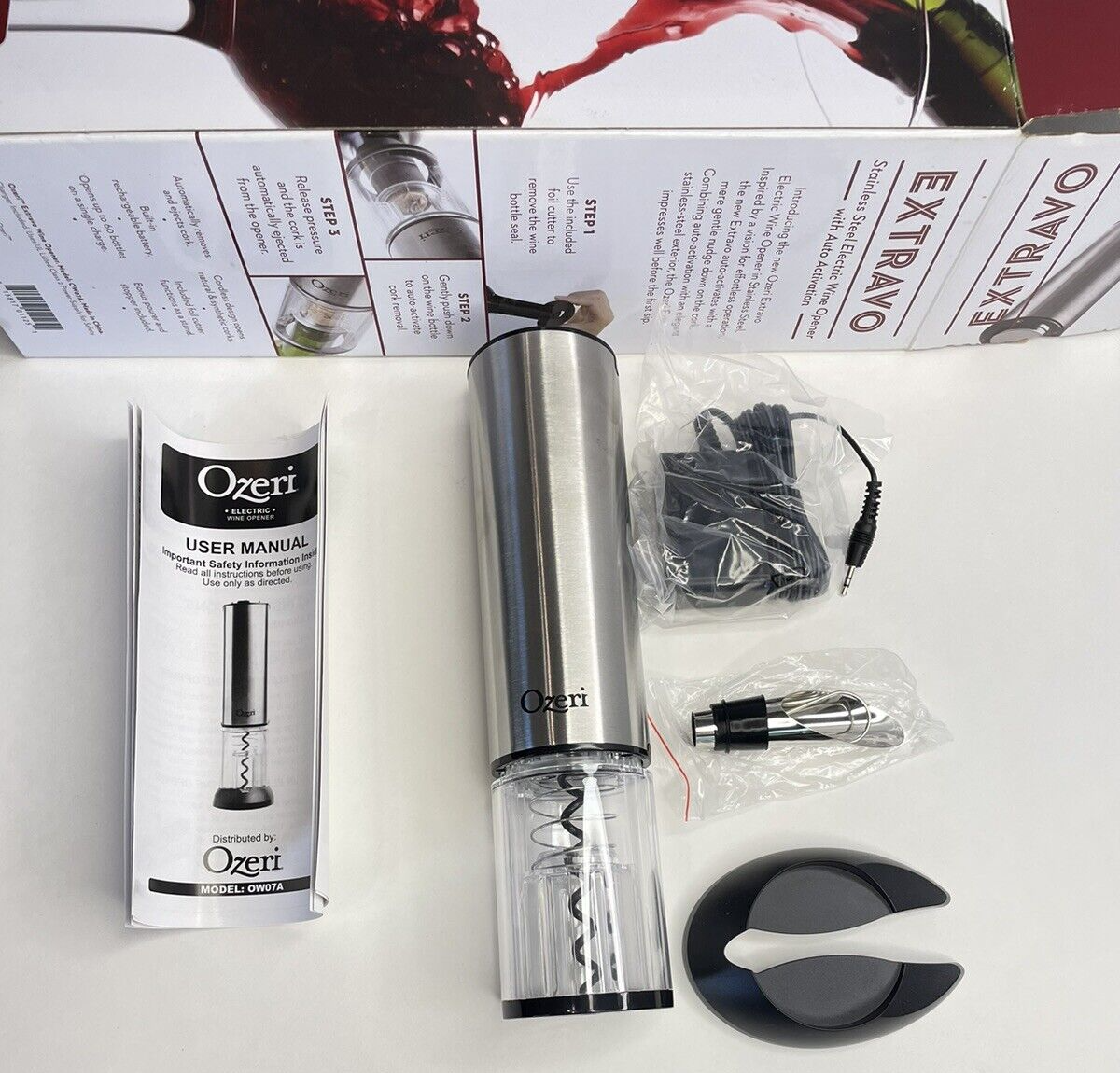 Ozeri Extravo Stainless Steel Electric Wine Opener Housewarming Hostess Gift