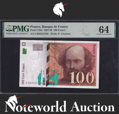 France Banque de France 100 Francs 1997-98 P 158a UNC PMG 64