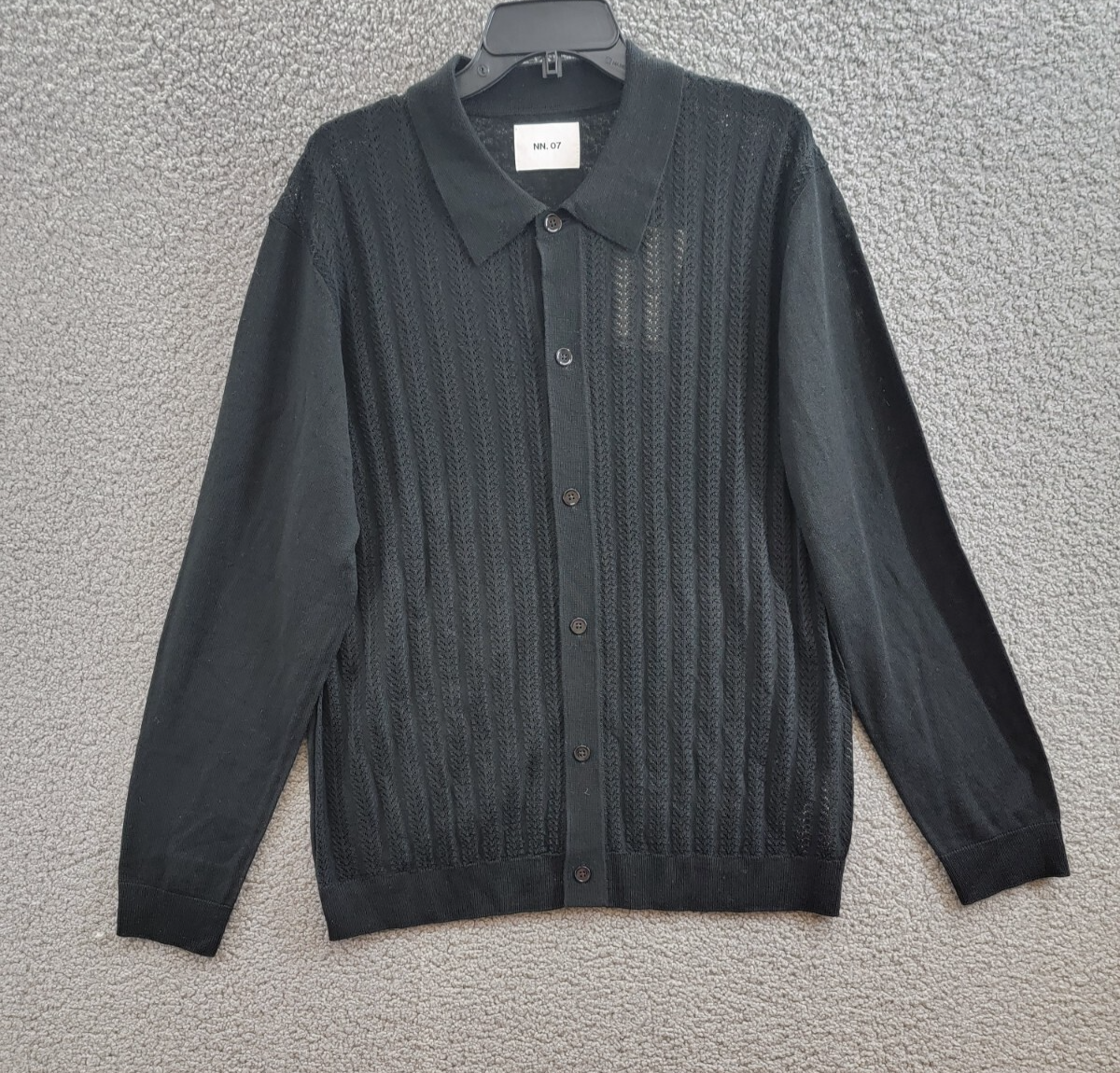 NN07 Spread Collar Knit Wool Blend Cardigan Sweater Men XL Black Button Closure - Picture 2 of 18