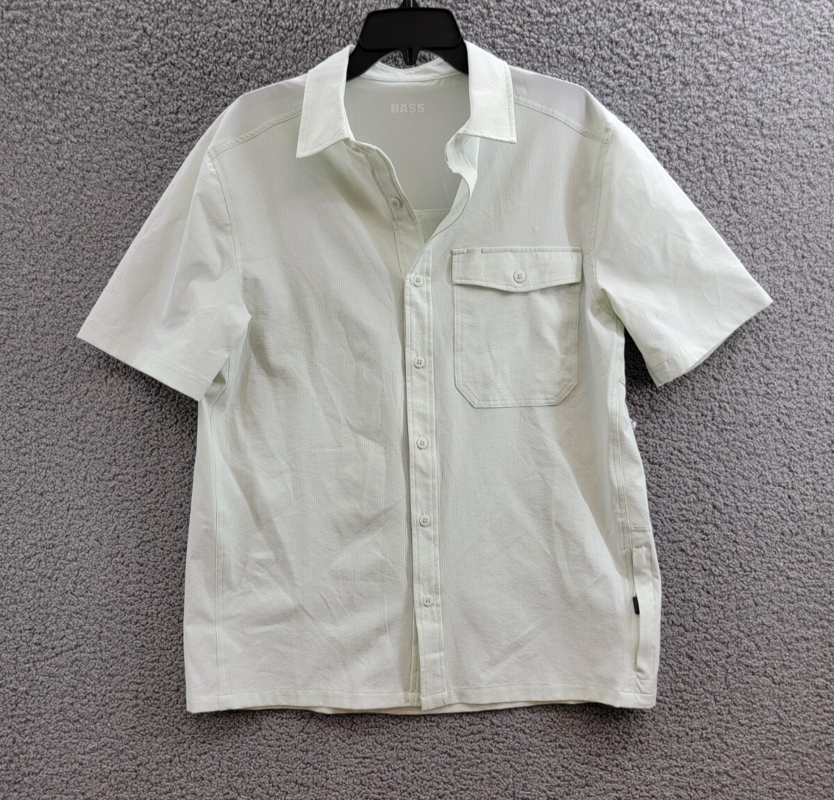 BASS OUTDOOR Trailer A.C. Short-Sleeve Shirt Men M Spread Collar Button Closure - Picture 1 of 17