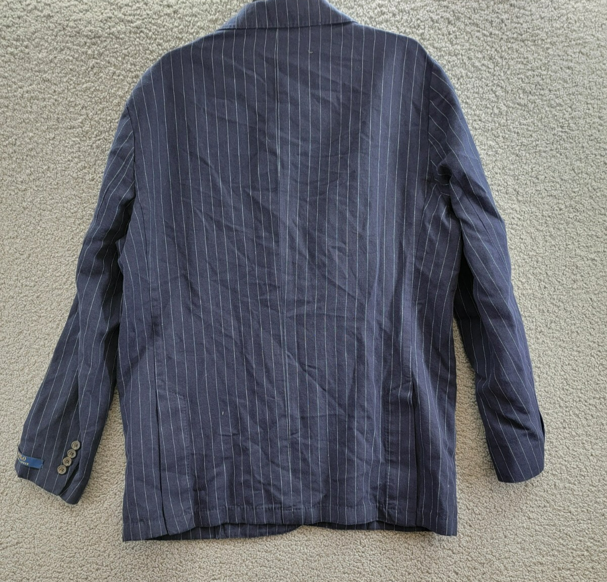 Polo Ralph Lauren Soft Pinstriped Sport Coat Men's 46L Navy Linen Blend Pockets - Picture 15 of 20