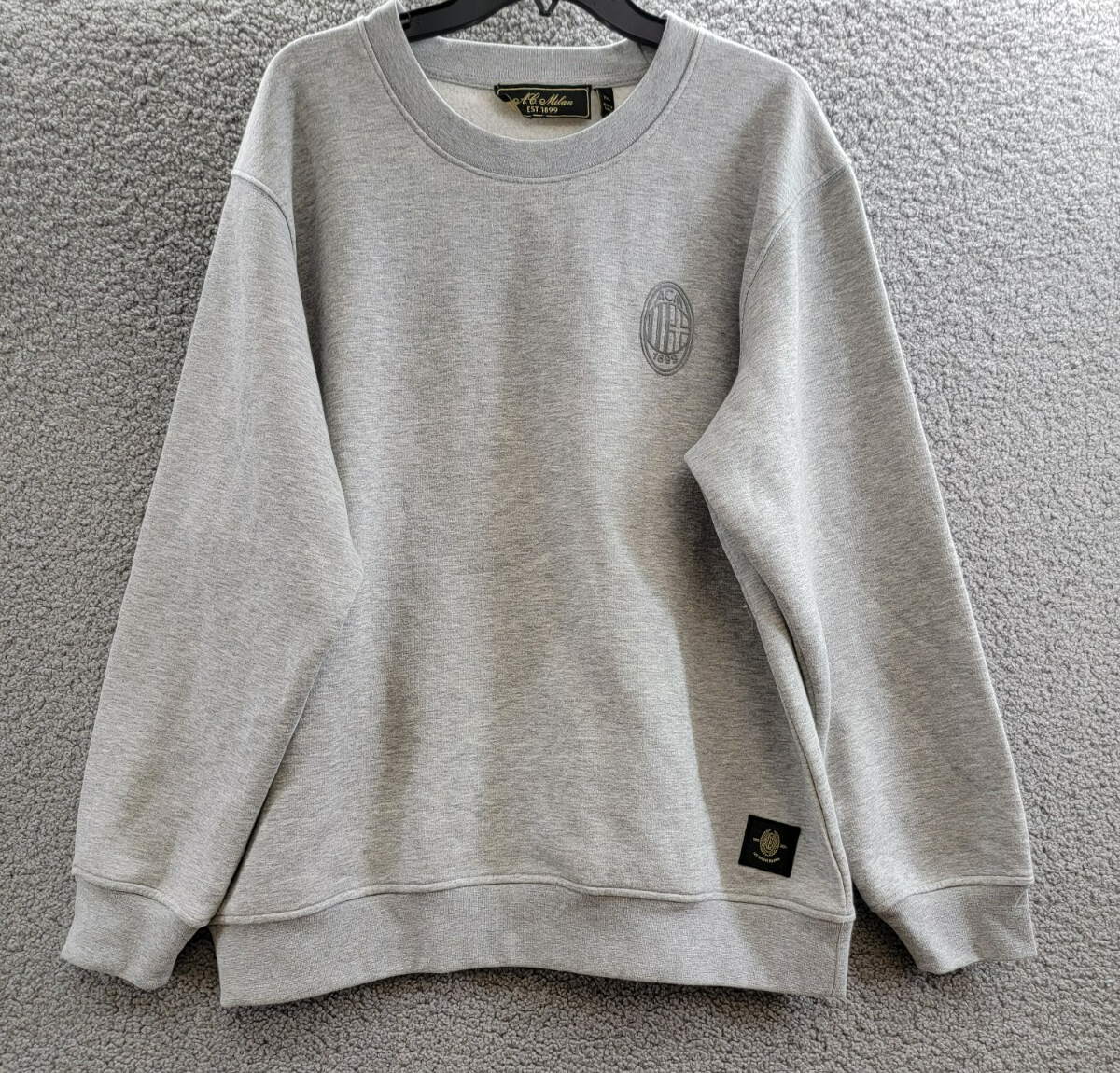 A.C Milan Logo Sweatshirt Mens XXL Gray Heather Embroidered Long Sleeve Pullover - Picture 1 of 14