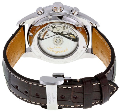 Pre-owned Longines Conquest Automatic Chrono Moonphase Brown Leather Men's Watch L27984723