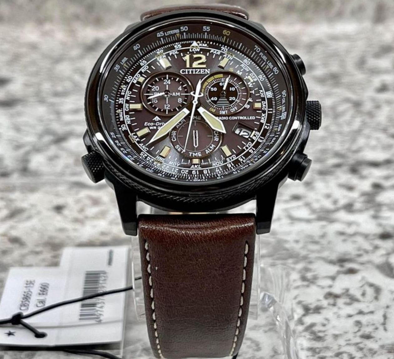 Pre-owned Citizen Promaster Sapphire Radio Controlled Black Dial Men's Watch Cb5865-15e