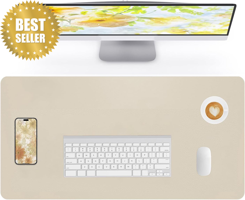 Leather Desk Mouse Pad Protector, Non-Slip Table Pad Blotter Laptop Mouse Mat Wa