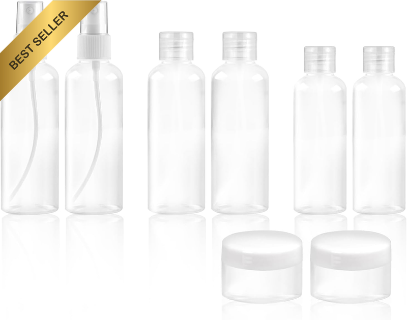 8Pcs Travel Bottles Set, TSA Approved Travel Size Toiletries, Reusable Leak Proo