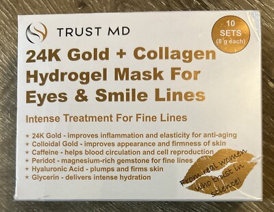Trust MD 24K Gold + Collagen Hydrogel Mask For Eyes & Smile Lines (10 Sets)