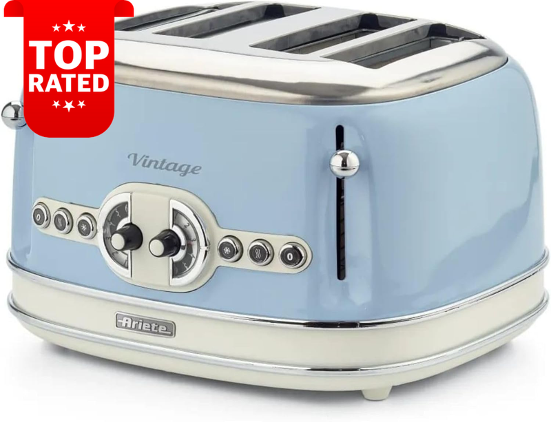 Vintage 4 Slice Toaster Stainless Steel Body Automatic Eject Defrost Function Bl