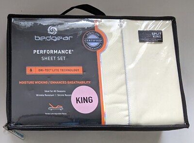 Bedgear Sheet Set Split King Champagne Moisture Wicking Dri-Tec Performance Cool