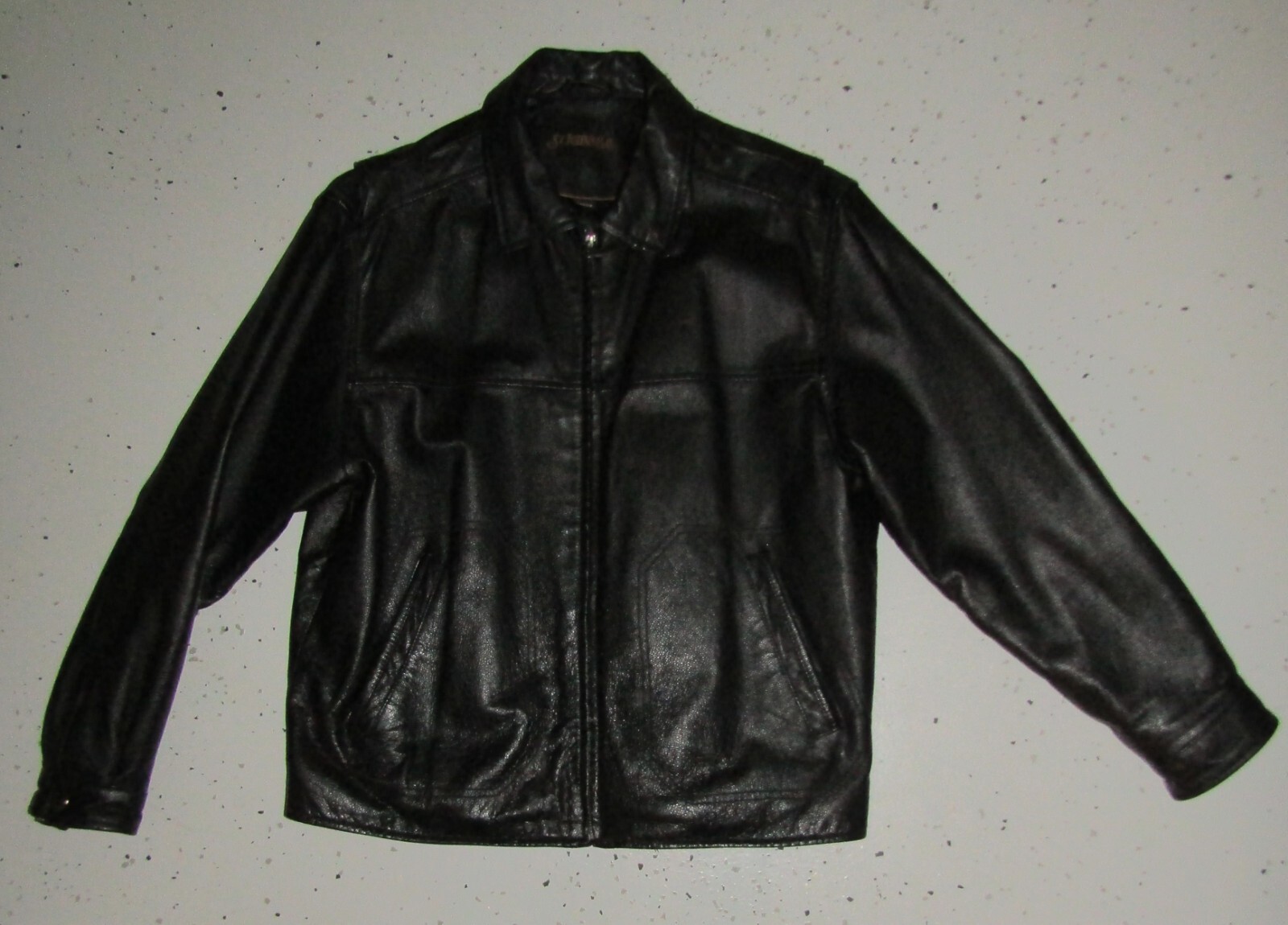 Mens St. John's Bay Genuine Leather Jacket L Black Zip Front Mens St. John's Bay Genuine Leather Jacket L Black Zip Front