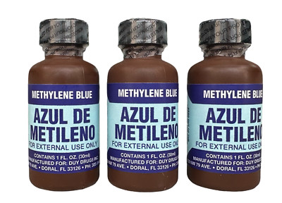 Duy Drug METHYLENE BLUE -AZUL DE METILENO  1 oz  each,3 Pack