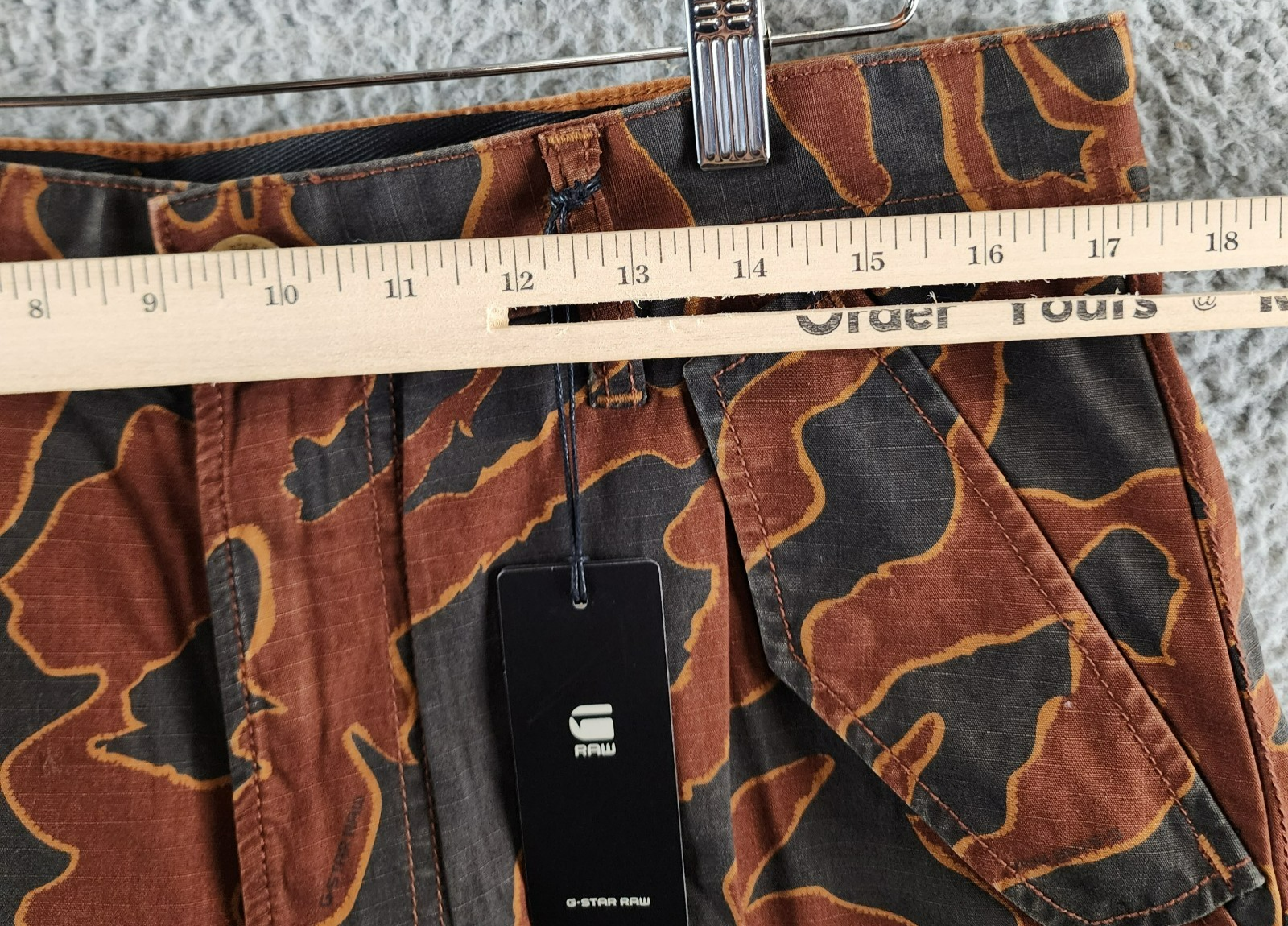 G-Star Raw Printed Straight-Fit Cargo Pants Men's 33/32 Rodeo Island Button Zip - Picture 9 of 18