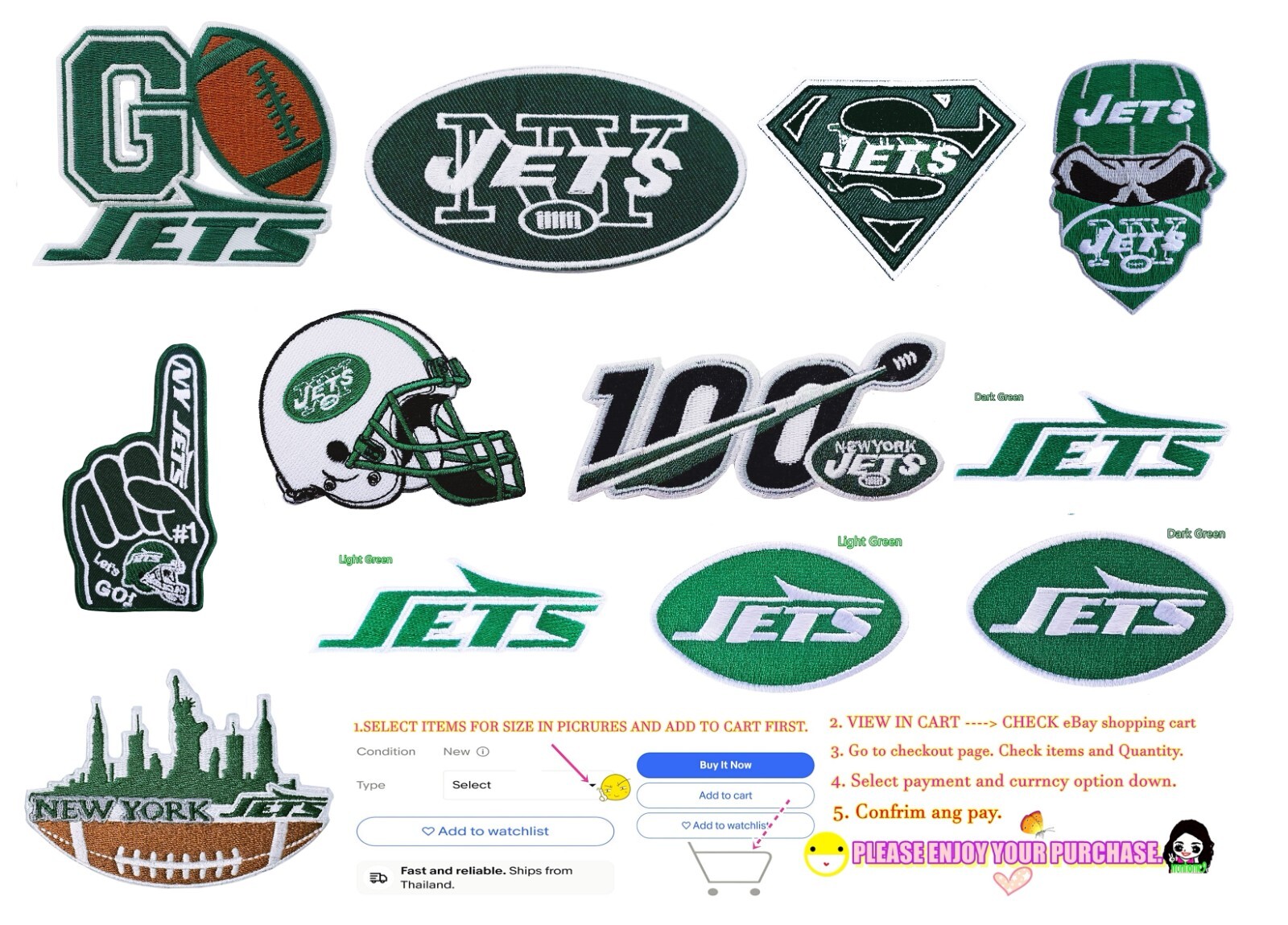 New York Jets NFL Football Sport Patches Iron,Sew(Select