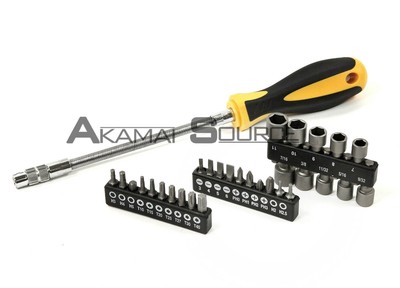 31pc Flex Tube Driver Torx Phillips Hex Sockets Screwdriver Auto Hobby DIY Tool