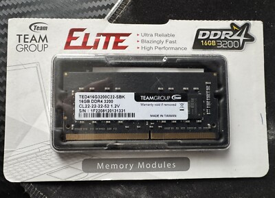 Team Group Elite 16GB 260-Pin DDR4 SO-DIMM DDR4 3200 Laptop Memory New Unopened