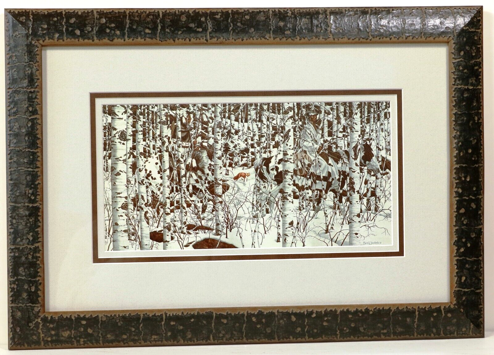 Bev-Doolittle-''Woodland Encounter'' Open Print Framed Triple
