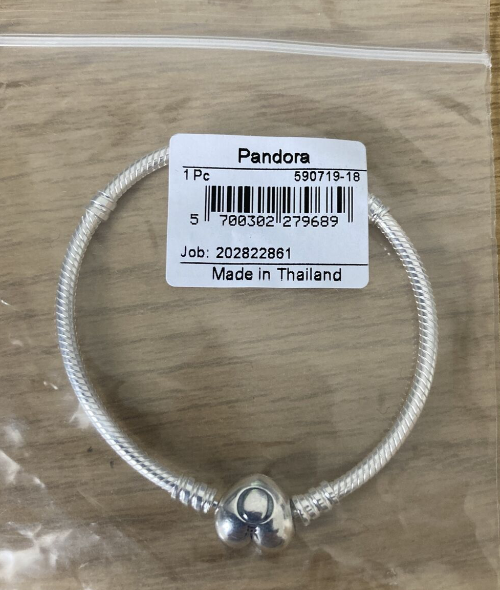 PANDORA ブレスレット Moments Heart & Snake Chain 590719-19 7.5