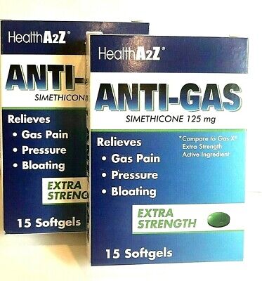 2 box Health A2Z Anti-Gas Simethicone 125 mg,30 Softgels EXTRA STRENGTH NEW