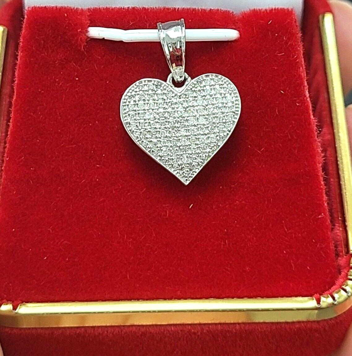 Pre-owned Handmade Deal 0.25ct Genuine Natural Round Diamond Heart Pendant Charm 10k Gold 20mm In I