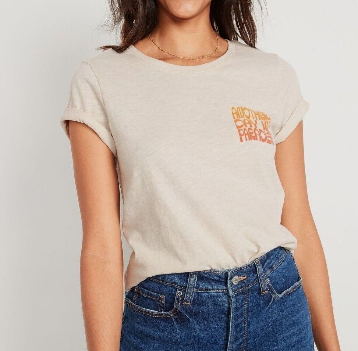 

ЖЕНСКАЯ ФУТБОЛКА OLD NAVY PARADISE PALM TREES ХЛОПКОВАЯ ФУТБОЛКА XS, S, M, L, Beige;orange;multicolor
