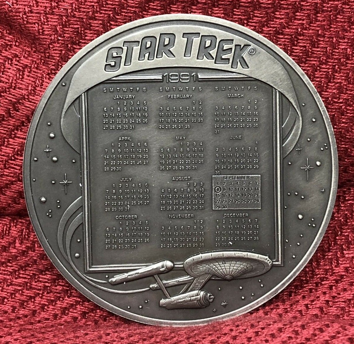 1991 Star Trek 25th Anniversary Pewter Franklin Mint Medal New With COA