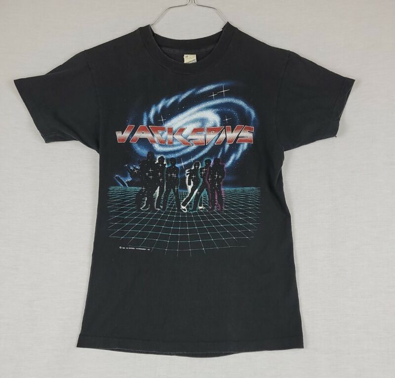 Vintage 1984 Jacksons Victory Tour Concert T Shirt Black Size M  Michael Jackson