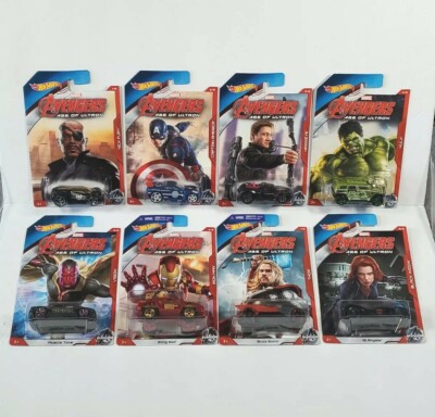 Hot Wheels Marvel Avengers Age of Ultron Complete Set of 8 2015 Walmart Exclusiv