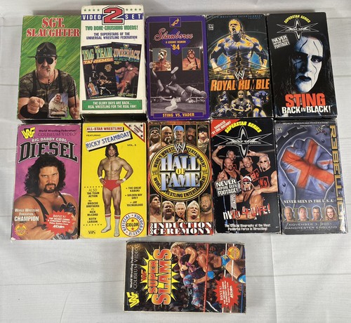 Lot of 12 Pro Wrestling VHS Tapes WWF WWE WCW Sting NWO
