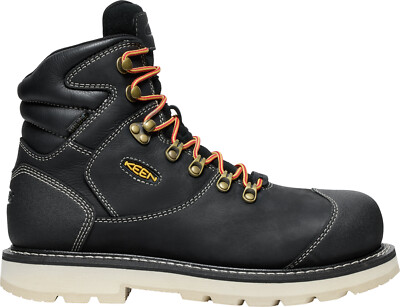 Pre-owned Keen Utility Mens Cincinnati 90 Deg 6in Wp Ct Black/sandshell Leather Work Boots