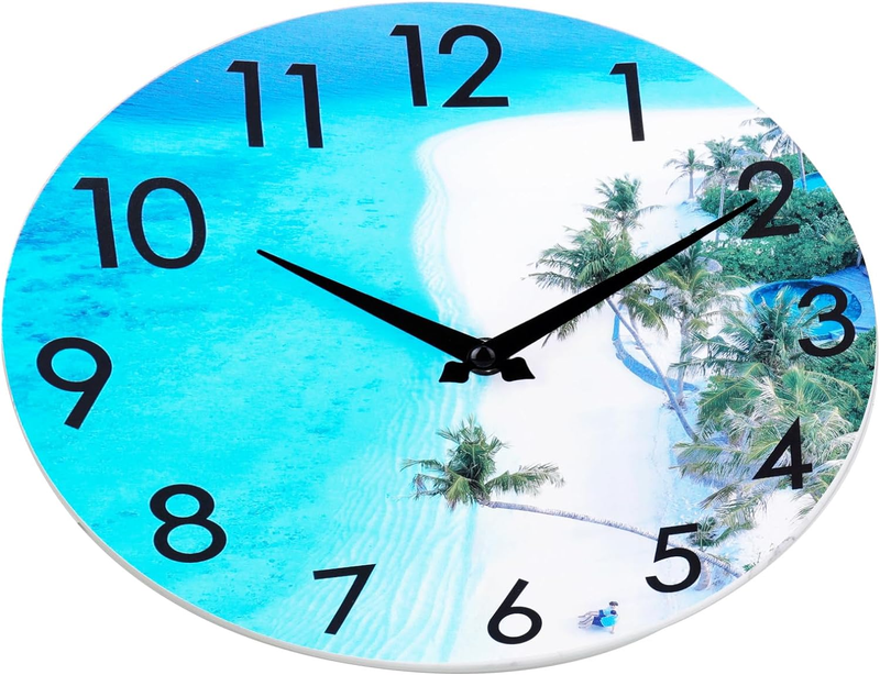 12" Outdoor Clock Waterproof - Beach Coastal Theme Nautical Blue Wall Clocks for