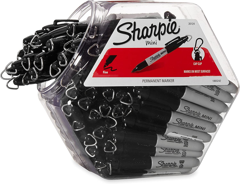 Permanent Mini Markers, Fine Point, Black, 72-Pack Canister