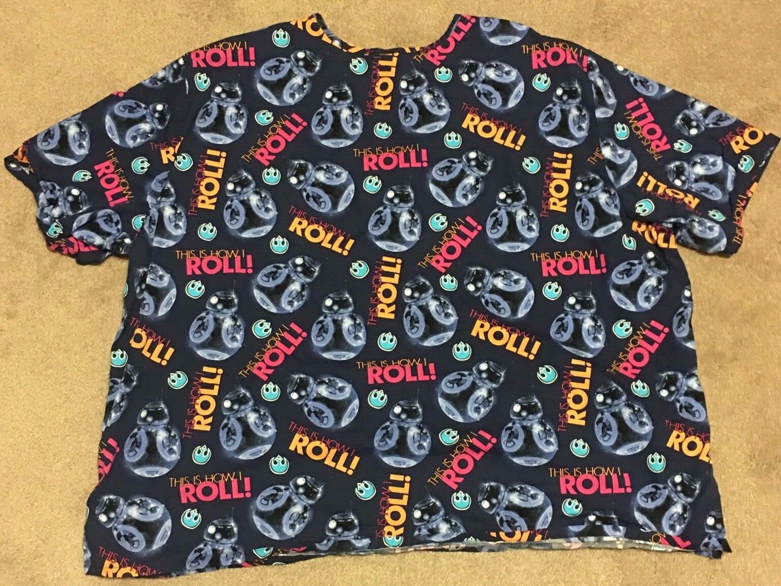 Star Wars Purple Graphic Scrub Shirt V-Neck Women's 4XL