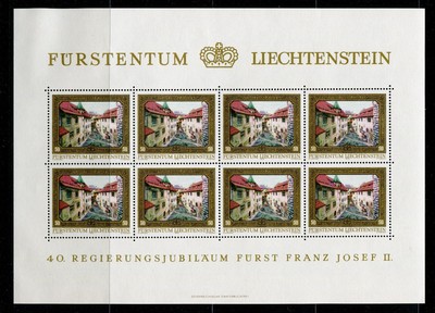 Liechtenstein 1978 Vaduz Castle Paintings Scott 650-53, 4 Sheets of 8, NH