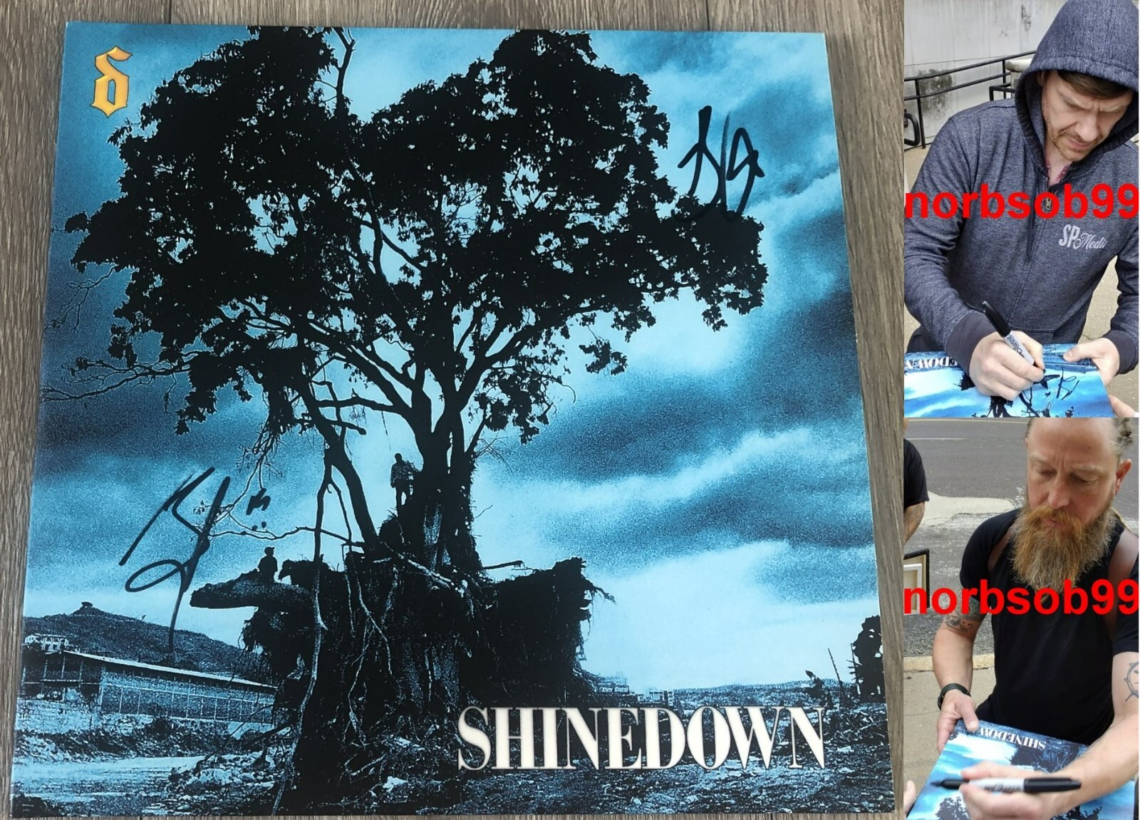 SHINEDOWN BRENT SMITH +1 SIGNED LEAVE A WHISPER VINYL ALBUM