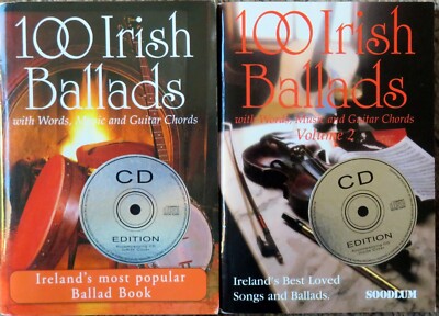 100 IRISH BALLADS with Words, Music, and Guitar Cords - Volumes 1-2, CD Editions
