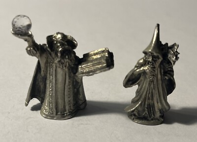 Superior Model - Pewter Miniature Games Wizards (x2) 1 Crystal Ball & 1 w Lizard