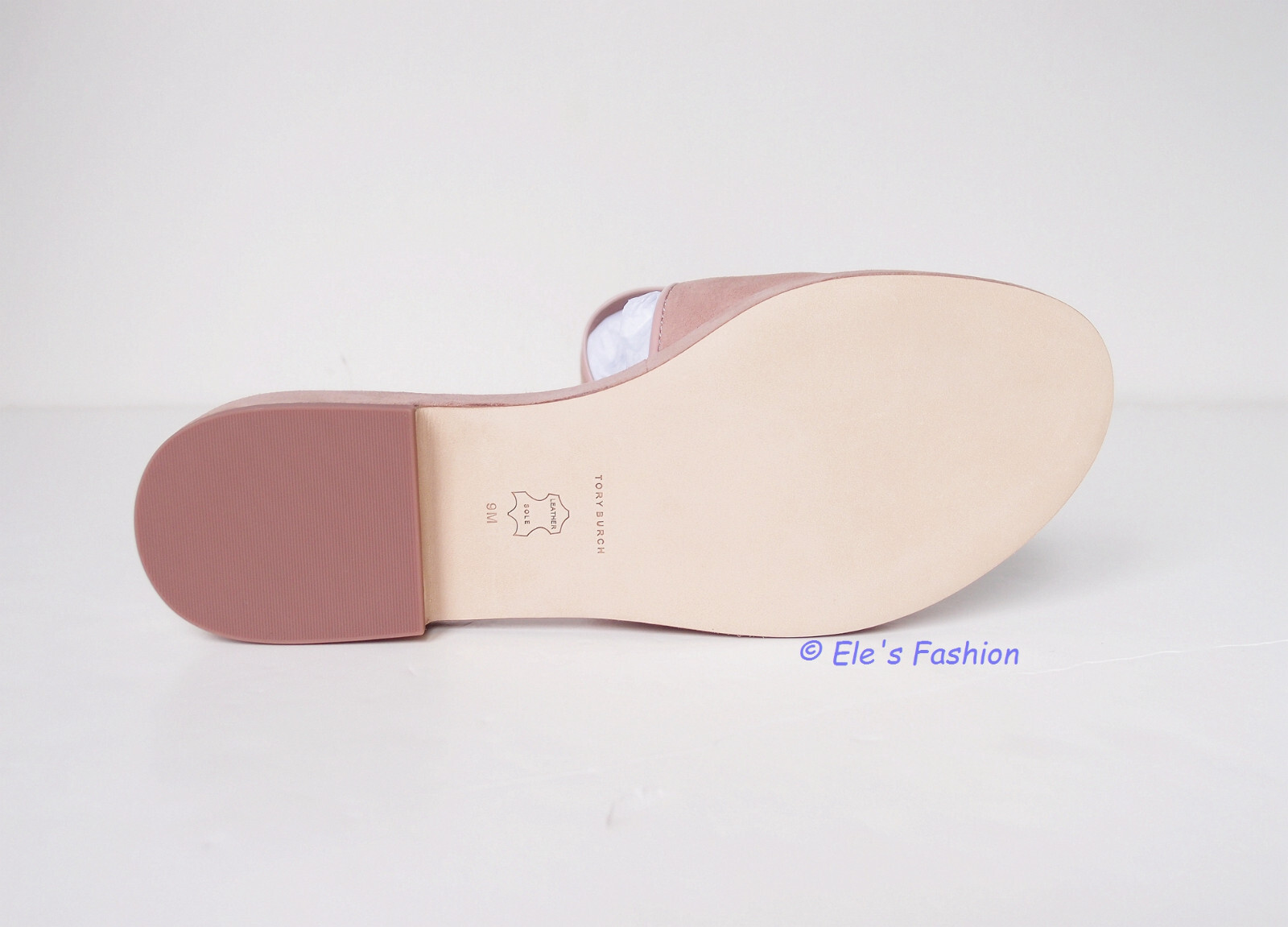 Pre-owned Tory Burch Eleanor Crystal Embellished Leather Slide Sandal Pink 9 Authentc