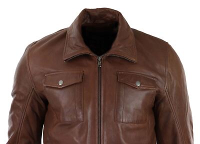 Pre-owned Truclothing Mens Tan Brown 3/4 Jacket Real Leather Safari Hunting Country Coat Classic