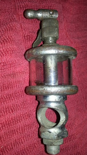 Antique BRASS GLASS OILER Mfg'd NATIONAL BRASS CO. Rochester, NY Steam,Hit Miss