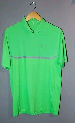 tiger woods nike polo Bright Neon Green With Reflective Size Medium Golf 