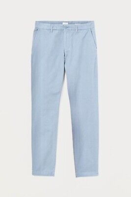 H&M LOGG Mens Cotton Slim Fit Chino Pants - Light Blue - 30x30