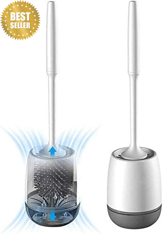 Toilet Brush and Holder Set, Silicone Bathroom Toilet Bowl Brush Set, No Scratch