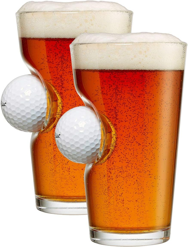Golf Ball Pint Glass - 16Oz | Made in the USA [Set of 2]