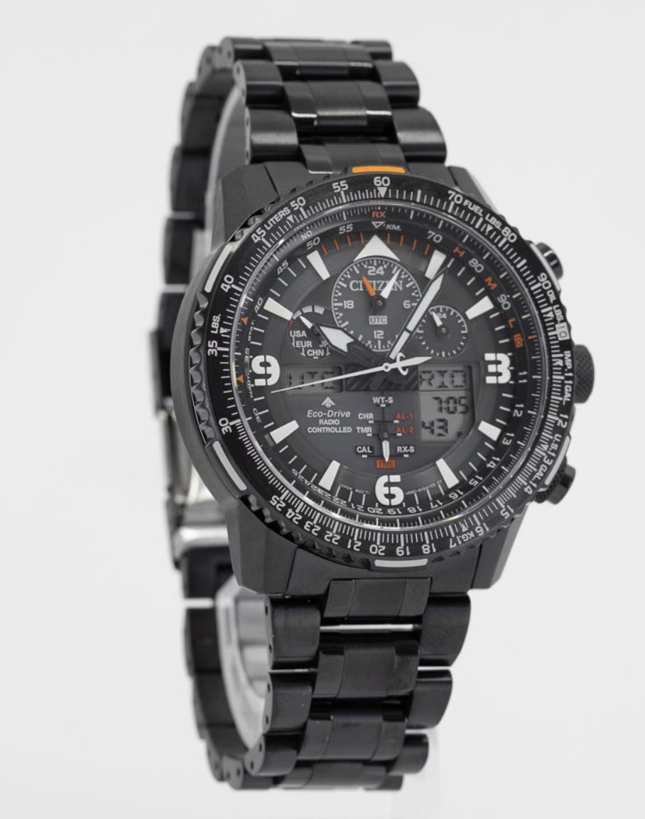 Pre-owned Citizen Promaster Skyhawk Black Dial Sapphire World Time Watch Jy8075-51e