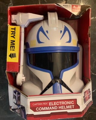 Star Wars Hasbro Clone Captain Rex Electronic Helmet LED Antenna New Damaged Box