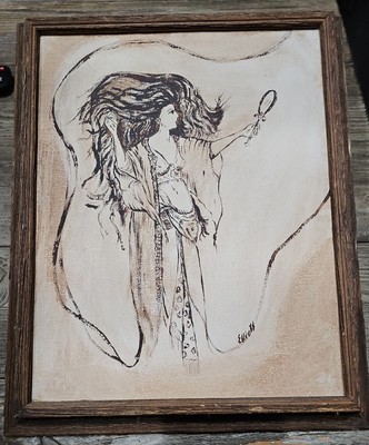 Beautiful Woman In Lingerie Looking At Mirror canvas painting original Elliot 