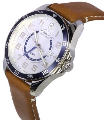 Pre-owned Victorinox Fieldforce Classic Gmt Silver Dial Quartz 241931 100m Men's Watch