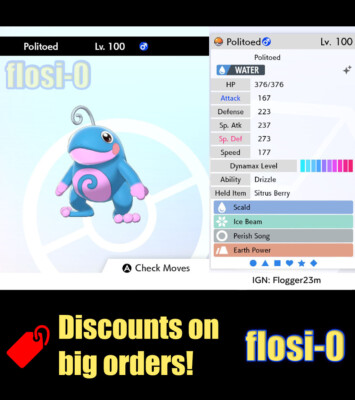 6IV Ultra Shiny Politoed or Poliwrath Pokemon Sword and