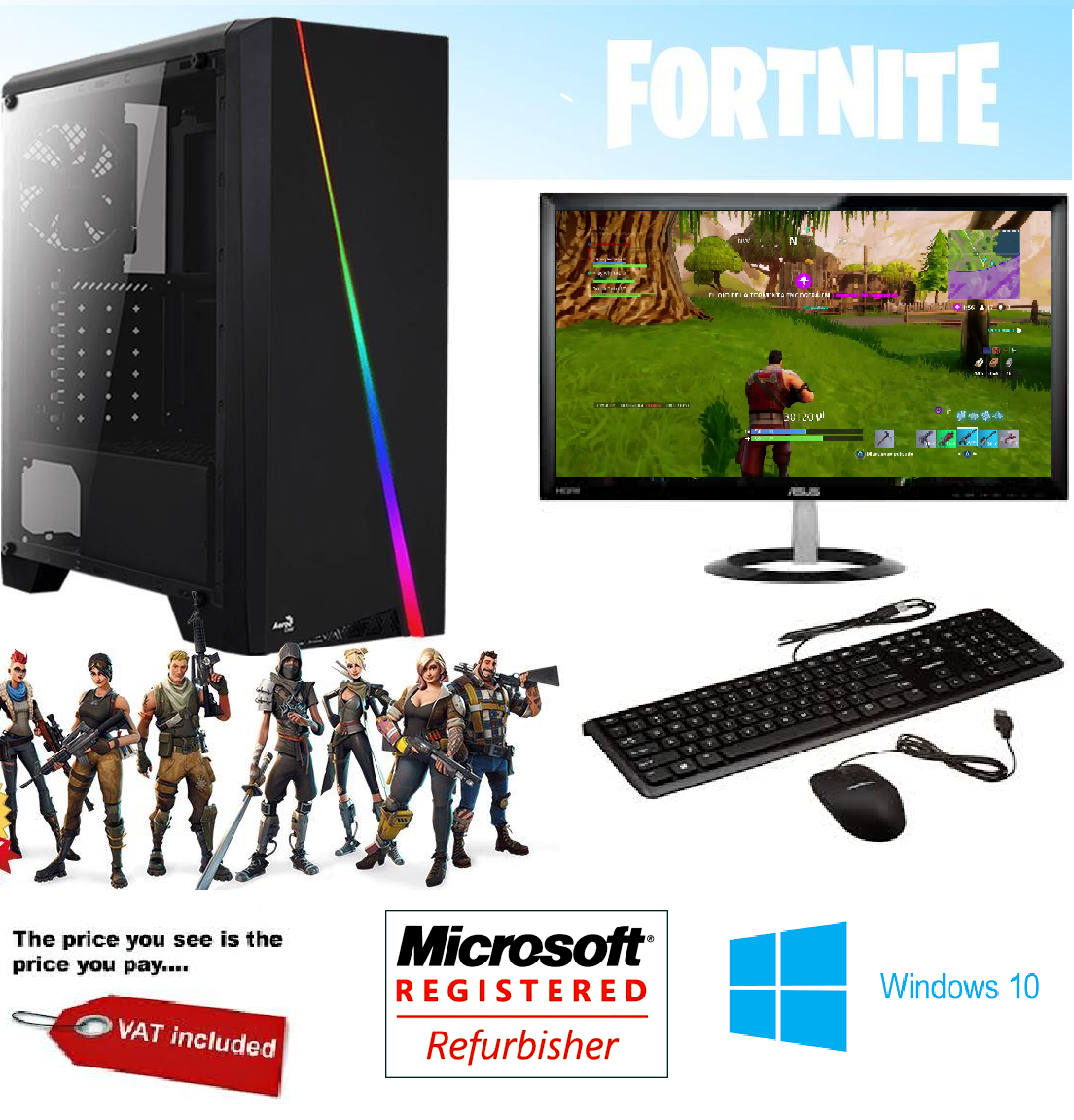 Fast Core i5 Gaming PC + Monitor Bundle 8GB RAM 1TB HDD Fortnite Computer Fast Core i5 Gaming PC + Monitor Bundle 8GB RAM 1TB HDD Fortnite Computer